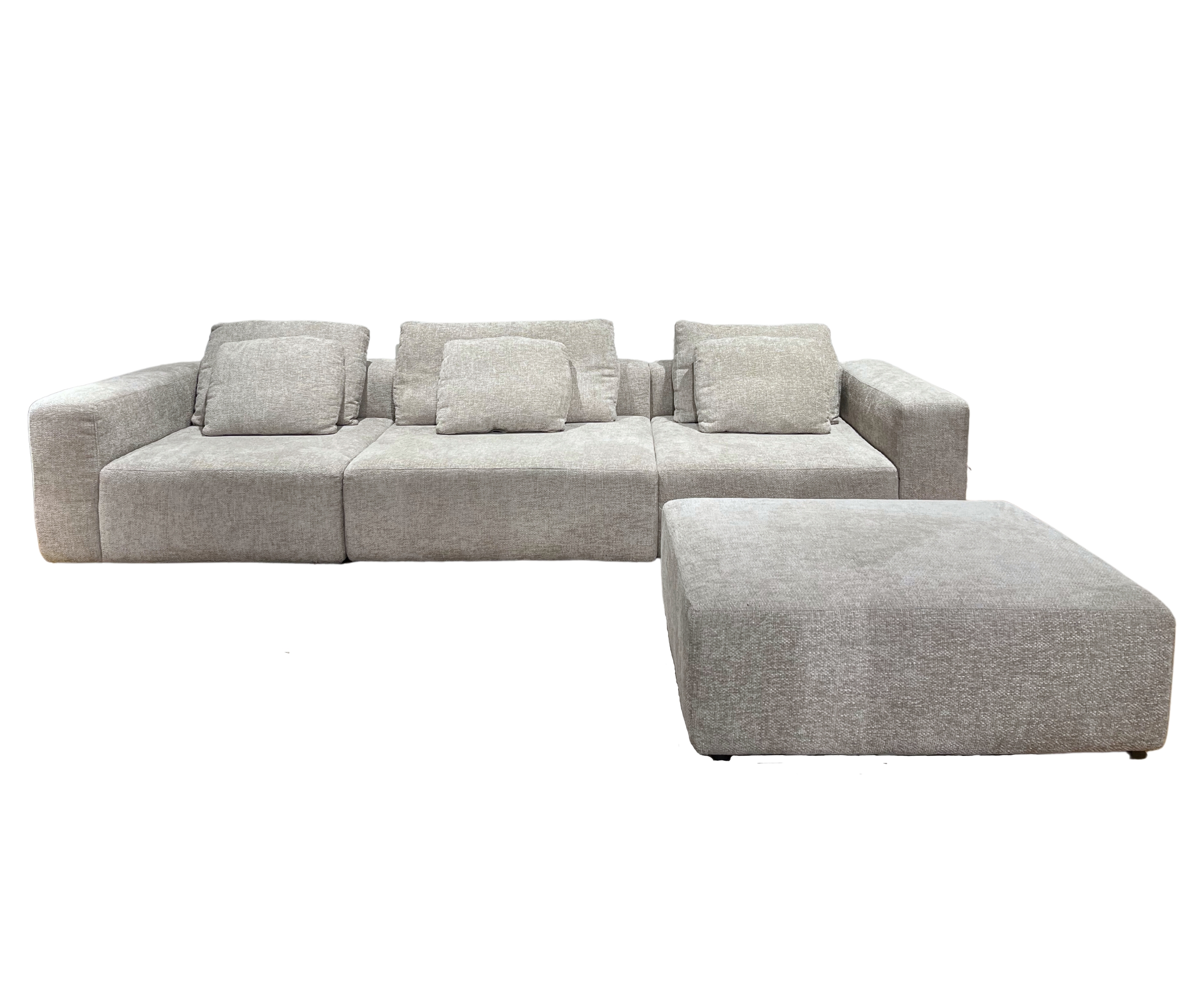Verstelbare hoekbank 3-4 zits boucléstof beige
